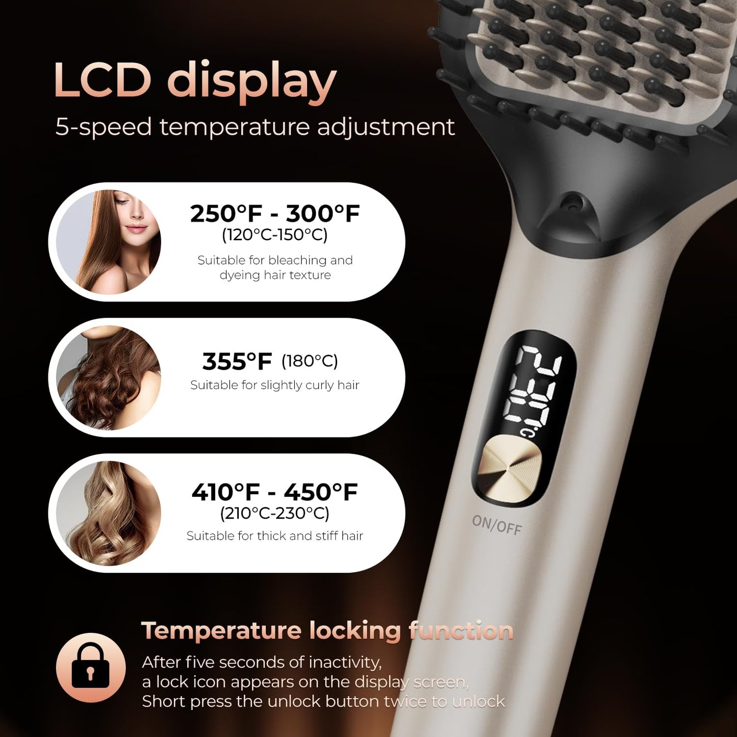 PRITECH - Hair Straightening Brush Ionic image 5
