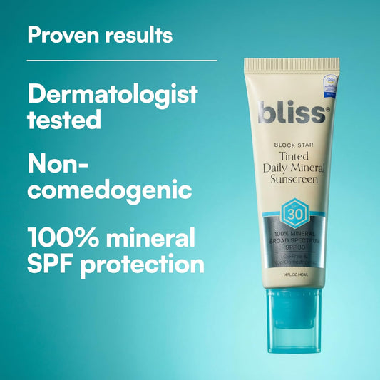 Bliss - Block Star Daily Tinted Mineral Sunscreen with Zinc Oxide, 1.4 fl oz