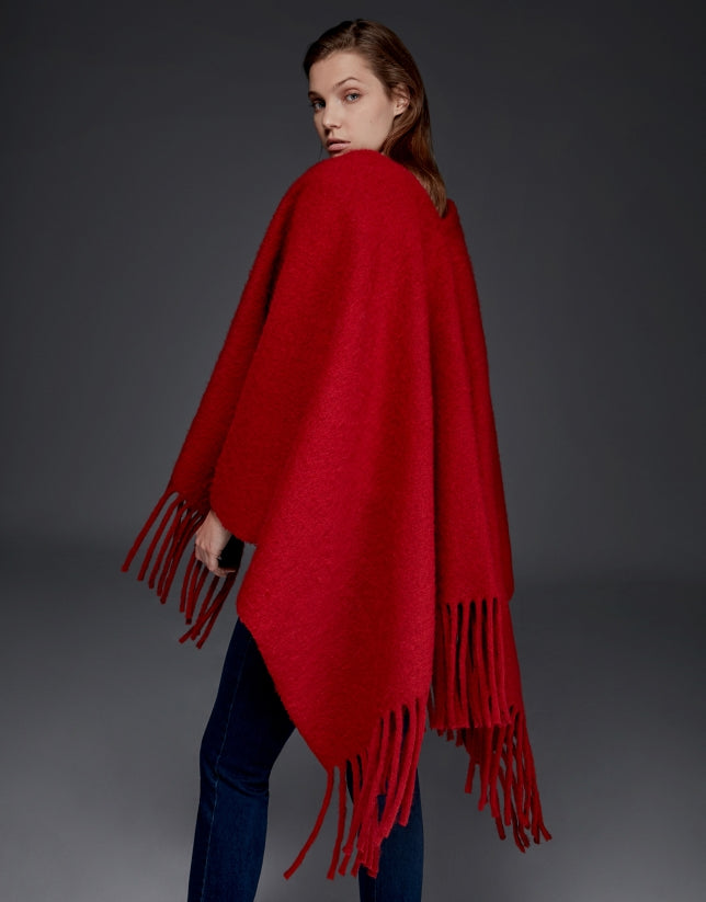Roberto Verino - Red poncho with fringe image 2