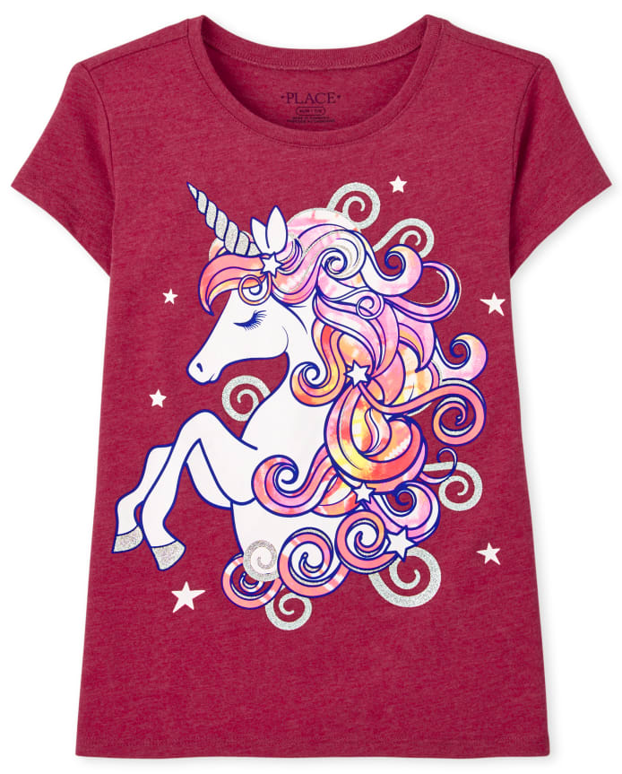 The Children's Place - Girls Unicorn Graphic Tee - red (7/8 Years)| Pakistan image 0