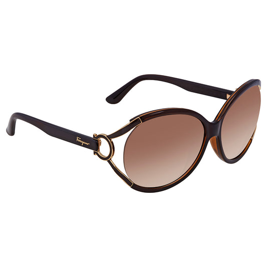 Ferragamo - Salvatore Brown Gradient Round Ladies Sunglasses, SF600S 220 61
