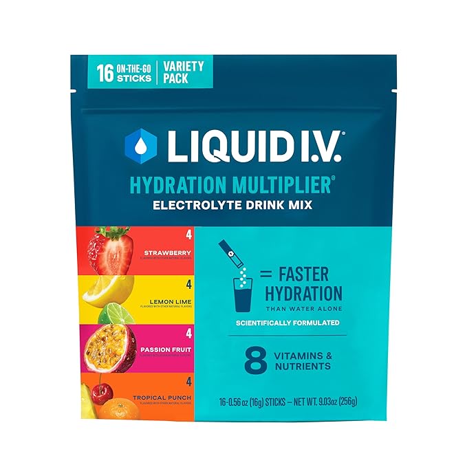 Liquid I.V.® Hydration Multiplier - Variety Pack - Lemon Lime, Passion Fruit, Strawberry, Tropical Punch | Electrolyte Powder Drink Mix | 1 Pack (16 Servings) | Pakistan image 0