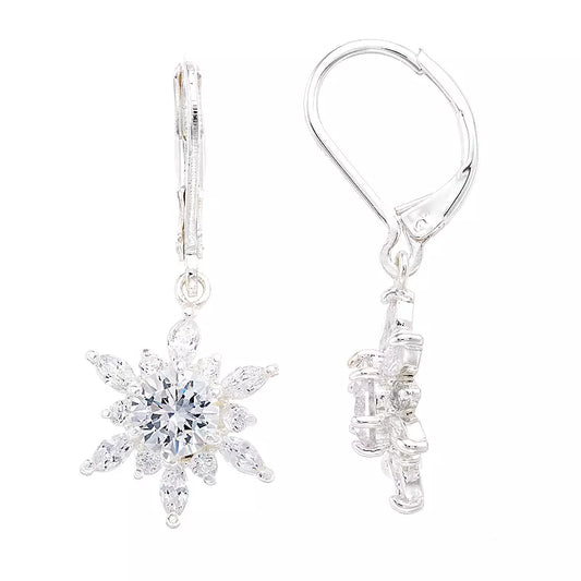 Women's Napier Silver-Toned Cubic Zirconia Leverback Drop Earrings image 0