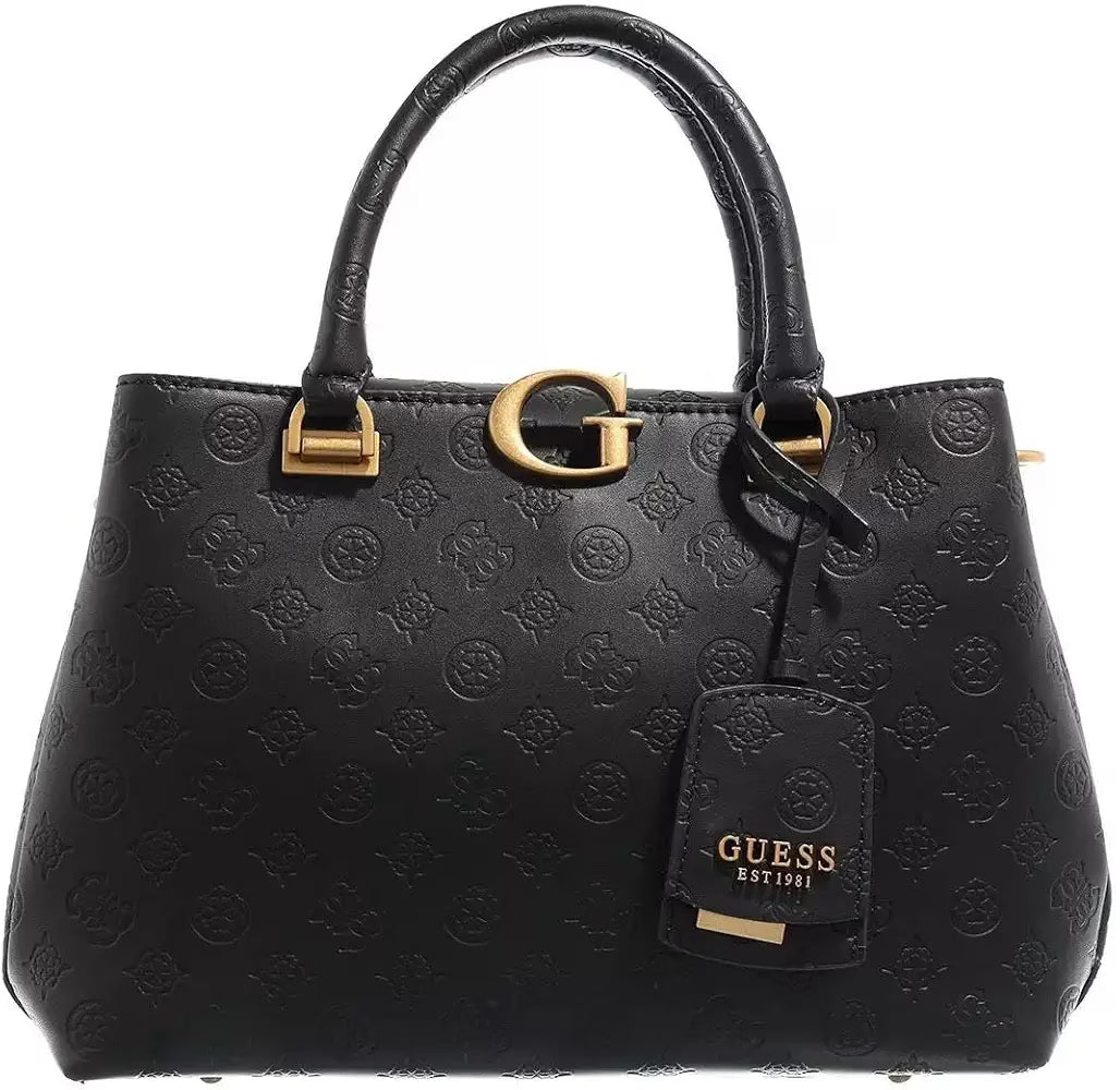 Guess - G Vibe Girlfriend Zipper Closure PU Women's Satchel Handbag (Black,Medium) image 0