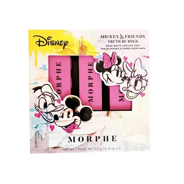 Morphe Disney Mickey & Friends pink mega matte lipstick trio in decorative packaging