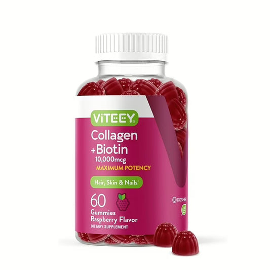 Viteey - Collagen Biotin 10,000mg (EXP-08/25) - Raspberry Flavor (60 Gummies) image 0