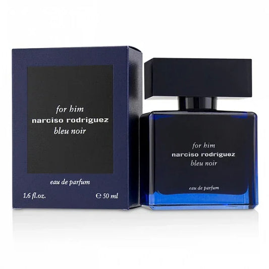 Narciso Rodriguez Bleu Noir for him 50ml eau de parfum bottle and box on white background
