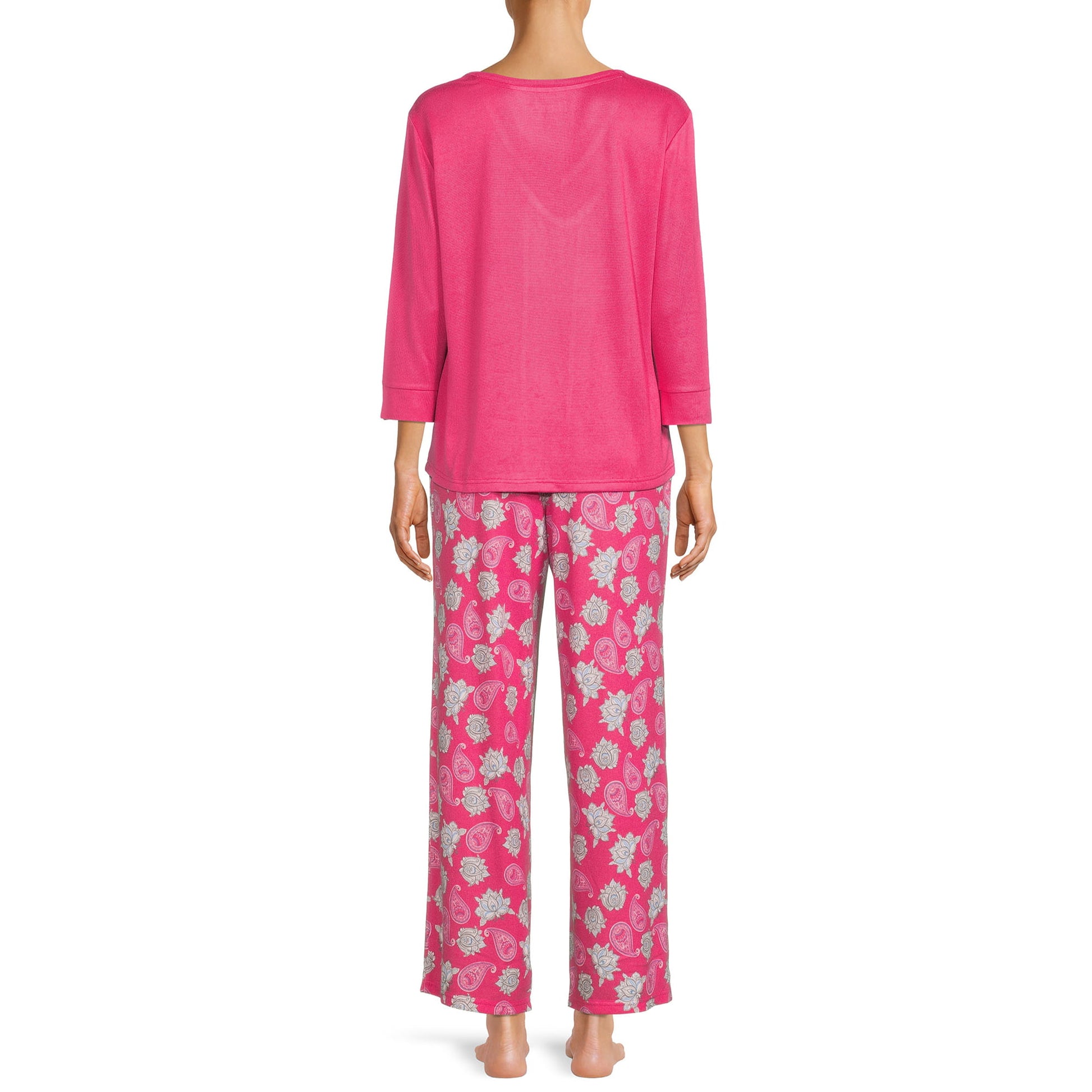 Hanes Women's V-Neck Top and Pants Pajama Set, 2-Piece - Small Size image 3