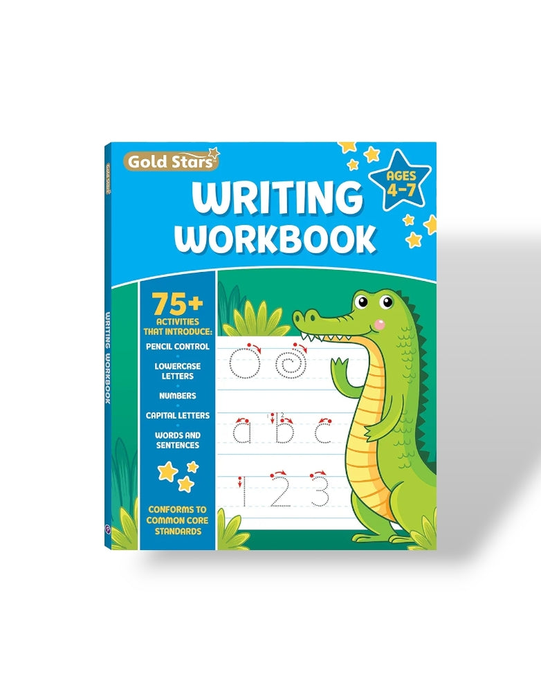 Writing Workbook for Ages 4-7 - with 75+ Handwriting Activities (Gold Stars Series) image 0
