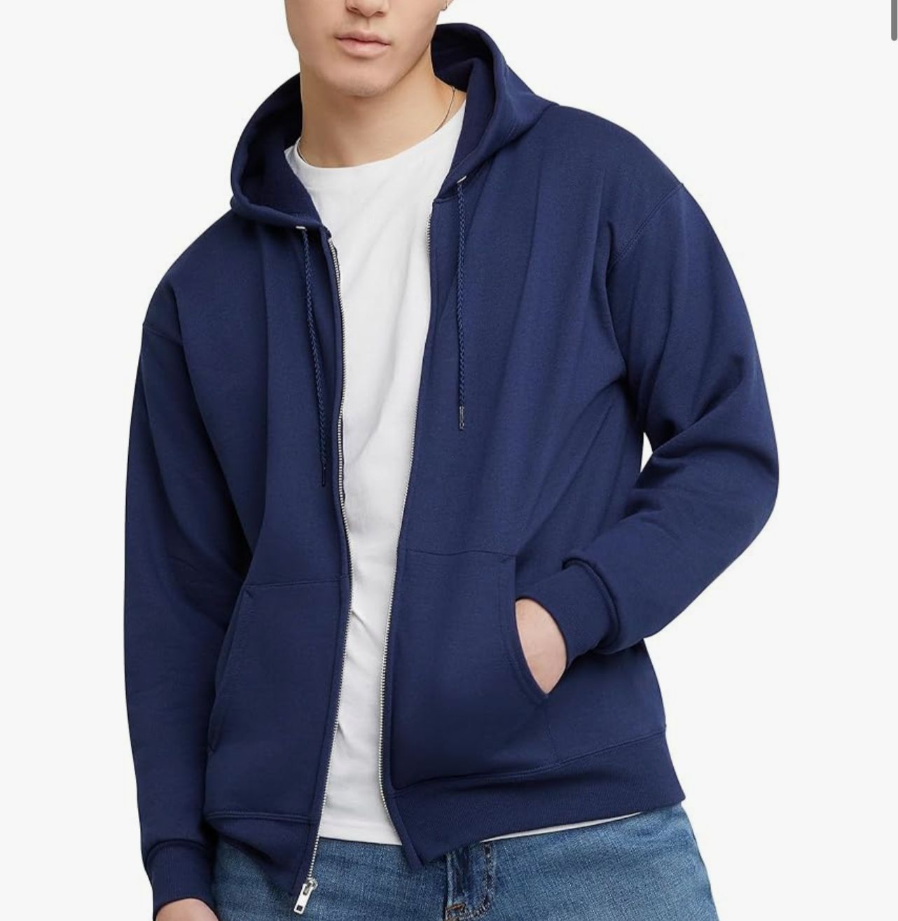 Hanes Mens & Big Mens EcoSmart Full Zip Fleece Hoodie Sweatshirt | Pakistan - Dark Blue image