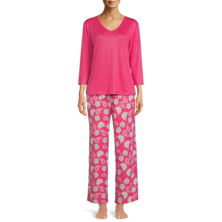 Hanes Women's V-Neck Top and Pants Pajama Set, 2-Piece - Small Size image 0