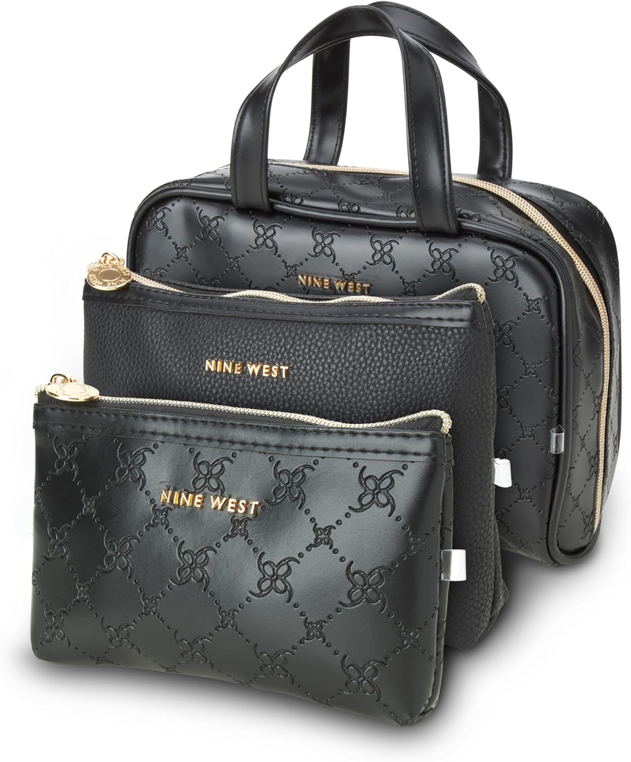 Nine West Women's Toiletries Bag - Travel Makeup and Toiletries Matching Accessories Set - Makeup Organizer Case Set, Size One Size, Black image 0