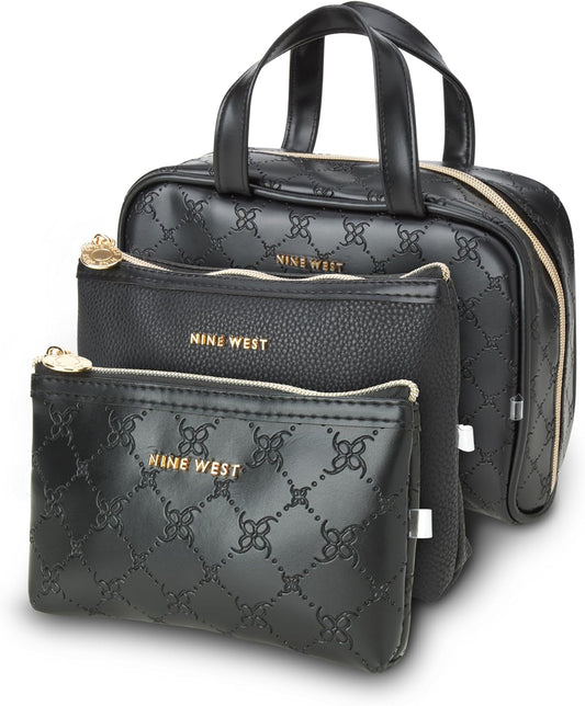 Nine West Women's Toiletries Bag - Travel Makeup and Toiletries Matching Accessories Set - Makeup Organizer Case Set, Size One Size, Black image 0