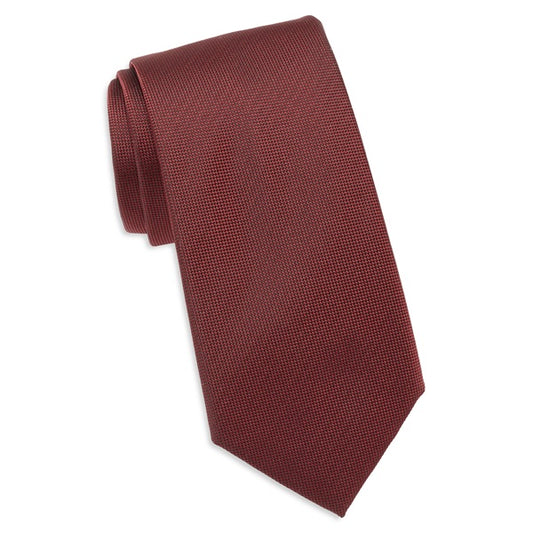 BOSS - Solid Silk Blend Tie, Dark Red