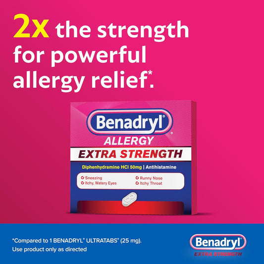 Benadryl - Extra Strength Allergy Relief Medicine, 24 Pack