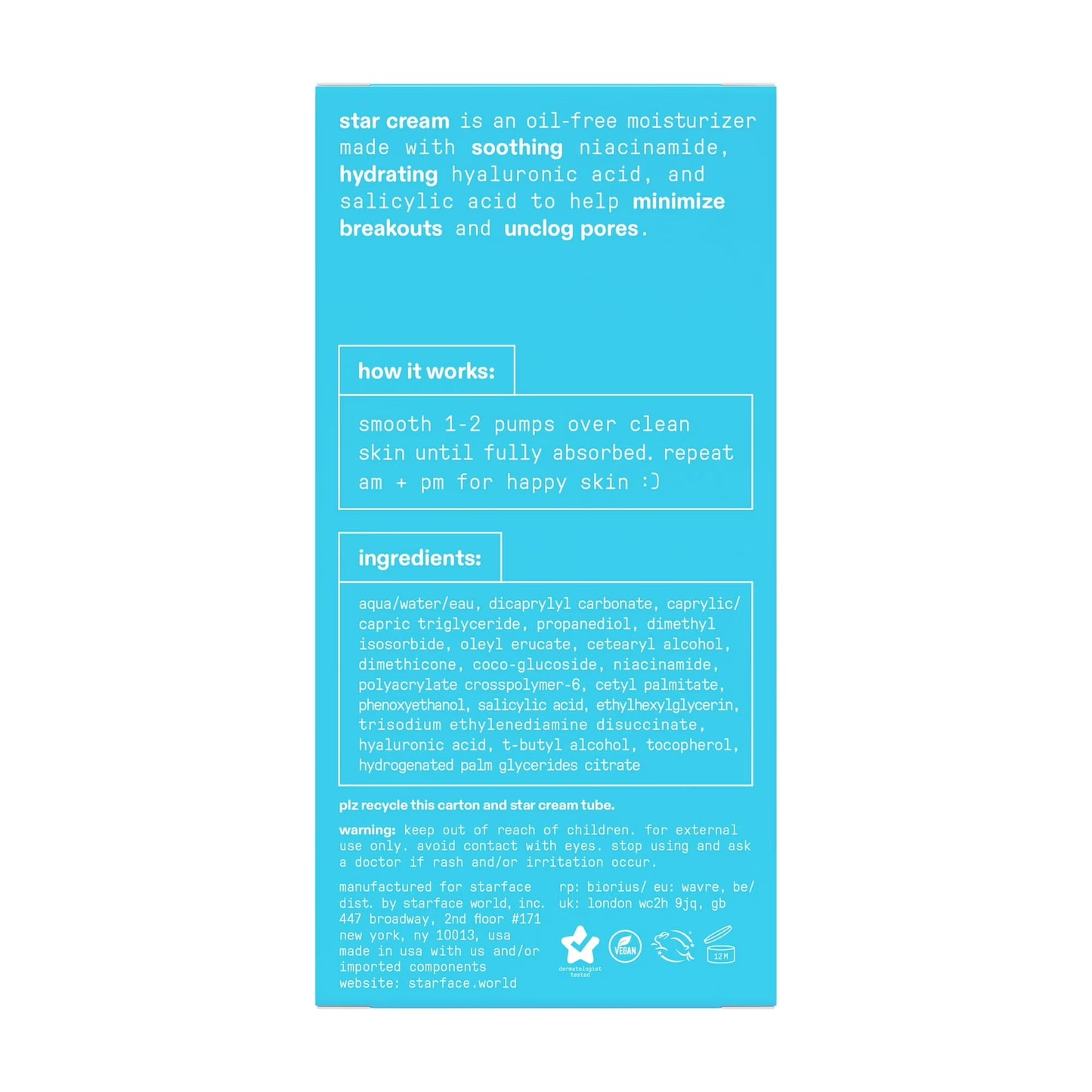 Starface - Star Cream + Salicylic Acid, 1.7 fl oz / 50 ml