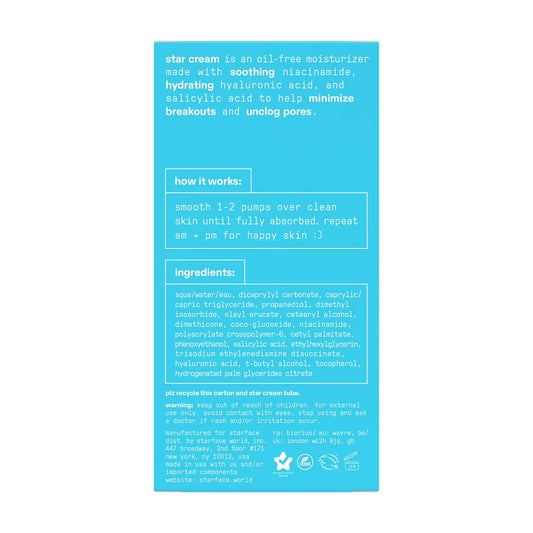 Starface - Star Cream + Salicylic Acid, 1.7 fl oz / 50 ml