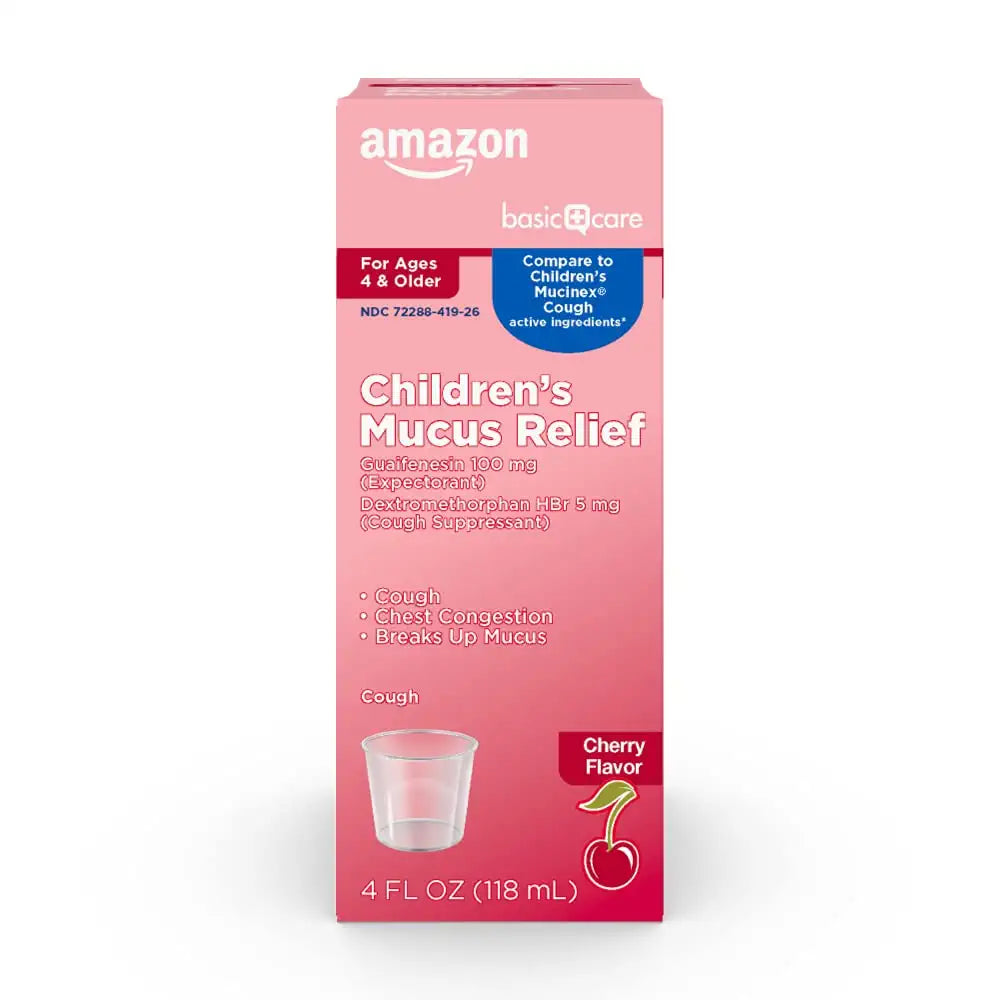 Amazon Basic Care - Children's Mucus Relief - Cough Syrup - 100mg image 0