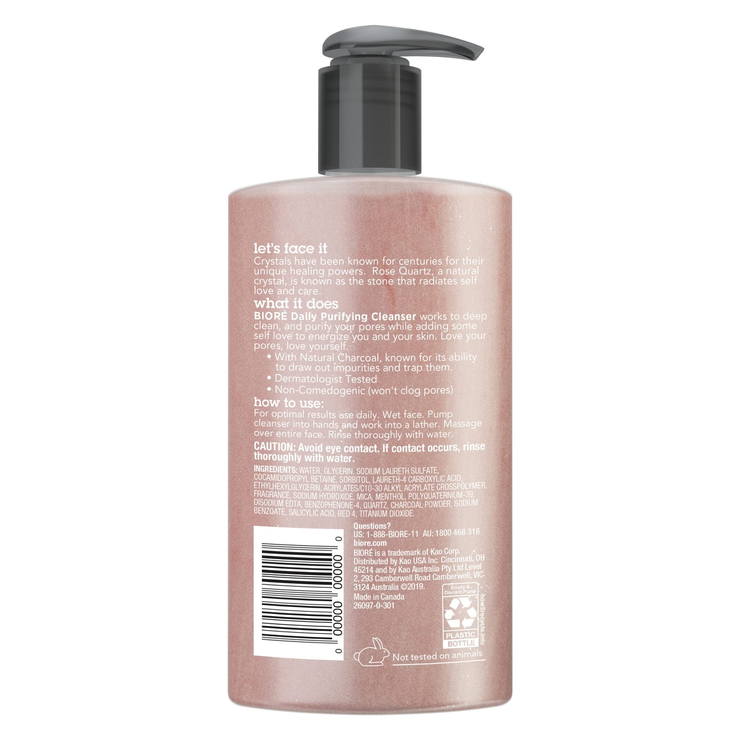 Biore - Rose Quartz + Charcoal - Daily Purifying Cleanser image 1