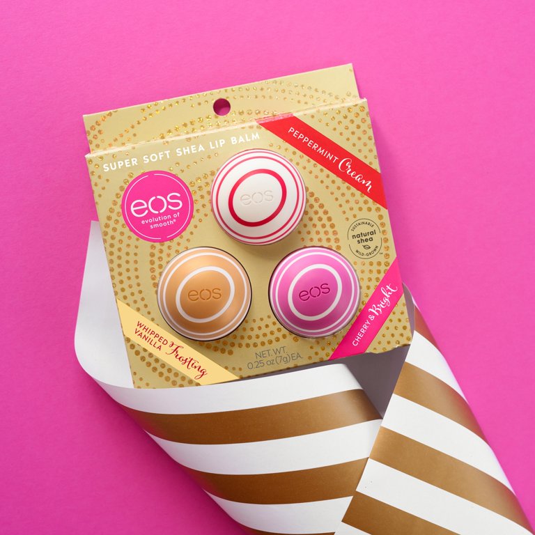 eos Holiday Lip Balm Sphere | Peppermint Cream, Whipped Vanilla Frosting and Cherry and Bright | Limited Edition | 0.25 oz | 3-Pack image 1