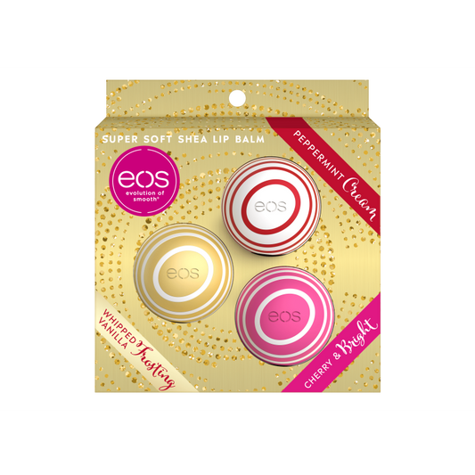 eos Holiday Lip Balm Sphere | Peppermint Cream, Whipped Vanilla Frosting and Cherry and Bright | Limited Edition | 0.25 oz | 3-Pack image 0