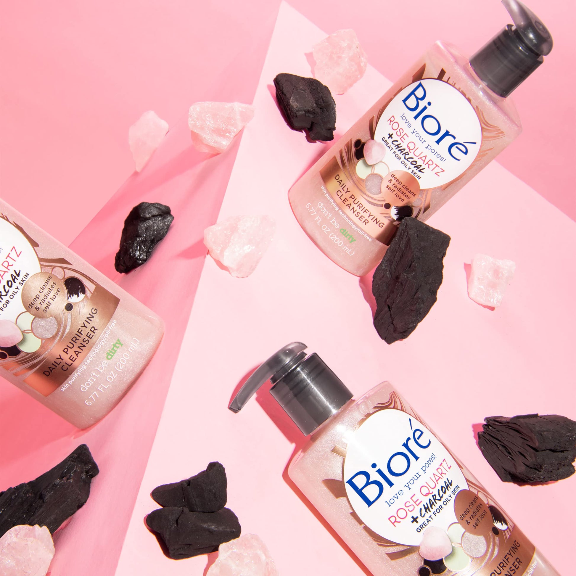 Biore - Rose Quartz + Charcoal - Daily Purifying Cleanser image 3