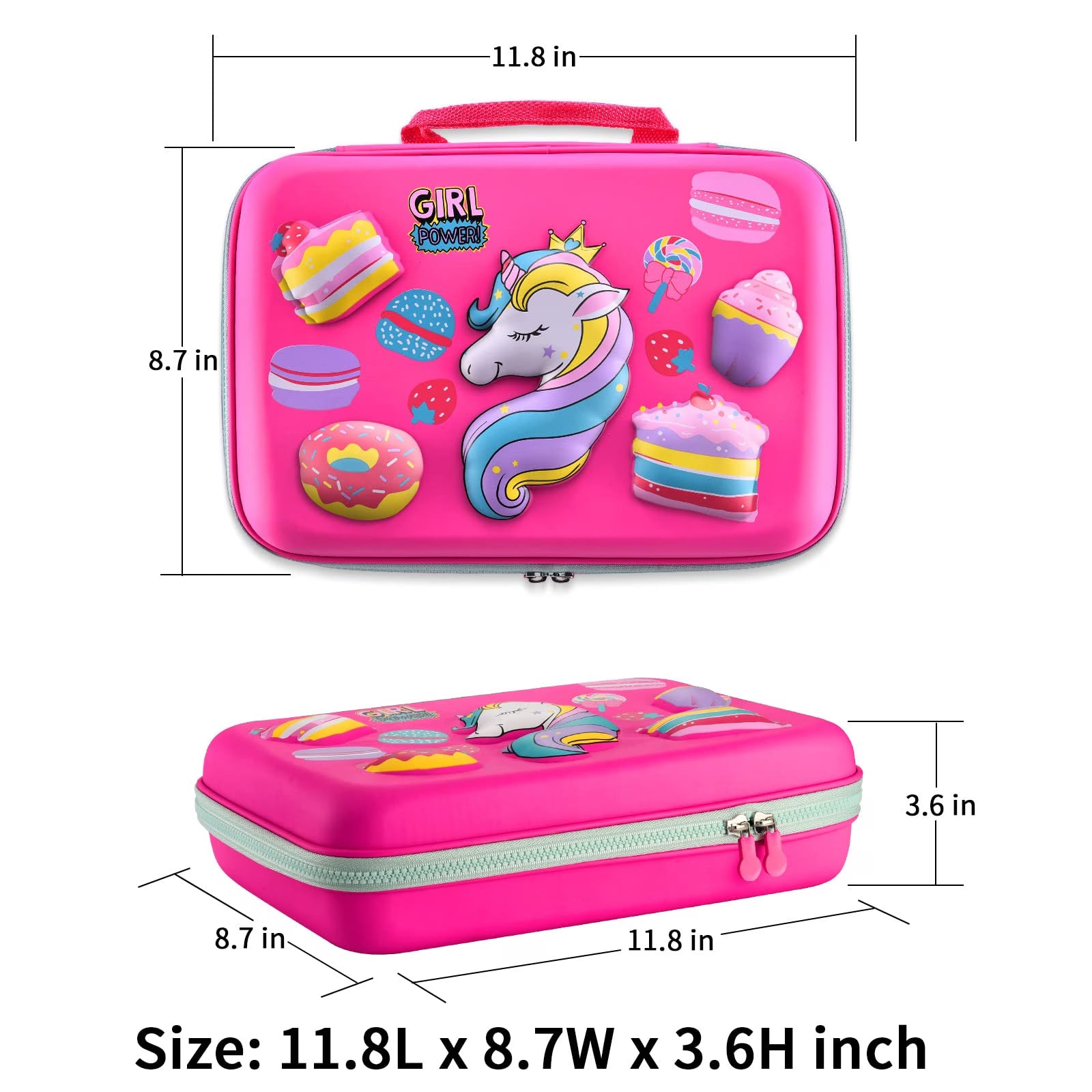 COO&KOO Unicorn Insulated Lunch Box Set with 3 Compartment Ice Pack Water Bottle Silicon Cap Spoon Salad Container Kid's School Supplies Ideal for Age 7-15 image 4