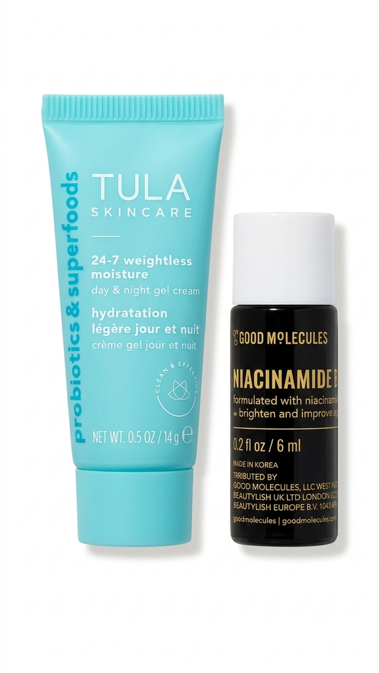 Bundle of Joy Mini - TULA Skincare Hydration Tube & Good Molecules Niacinamide Serum Set