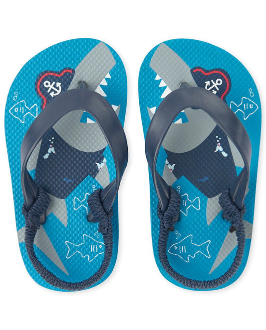 The Children's Place - Toddler Boys Pirate Shark Flip Flops, Size 8-9 Toddler