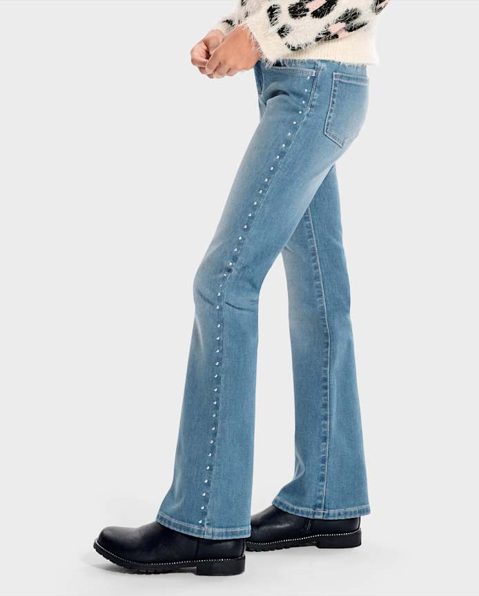 The Children's Place - Girls Studded Flare Jeans, Blue