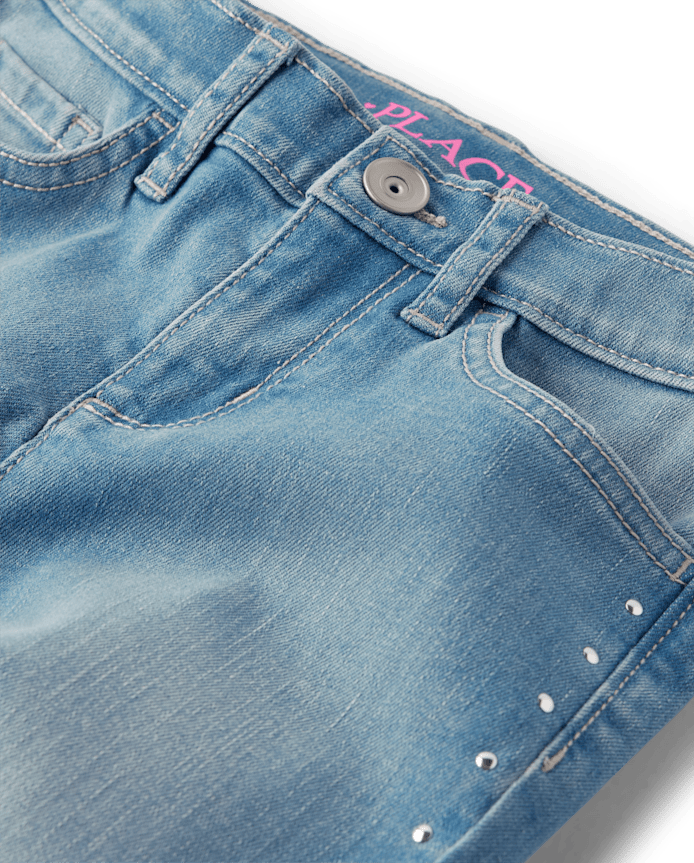 The Children's Place - Girls Studded Flare Jeans, Blue