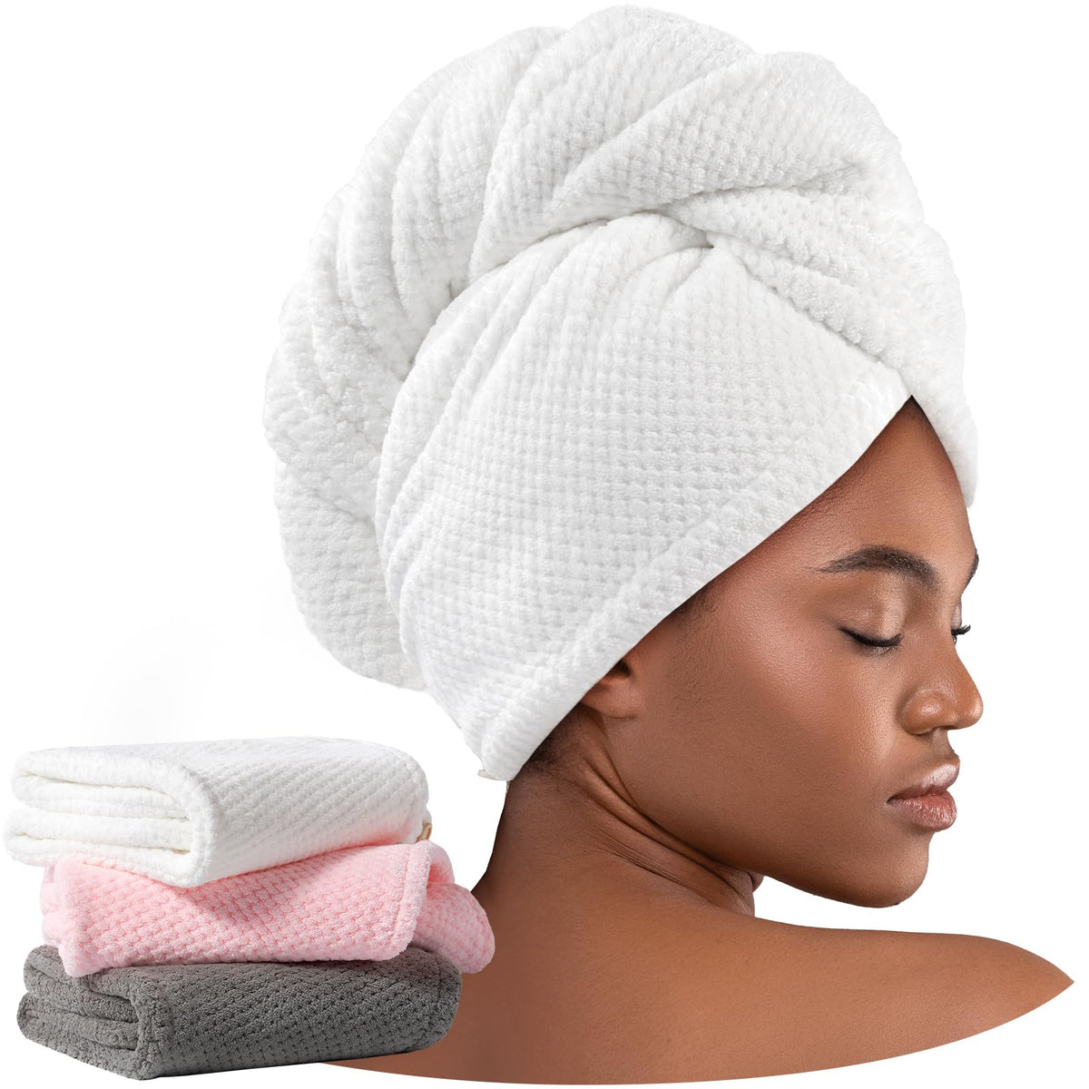 Umisleep 3 Pack Microfiber Hair Towel Wrap for Curly Hair