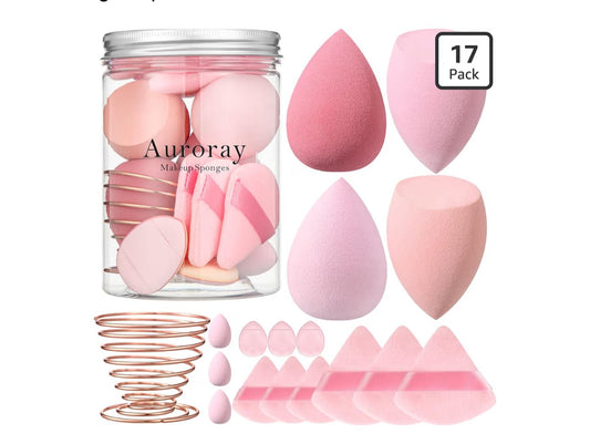 17 PCS Makeup Sponge Set, Pink