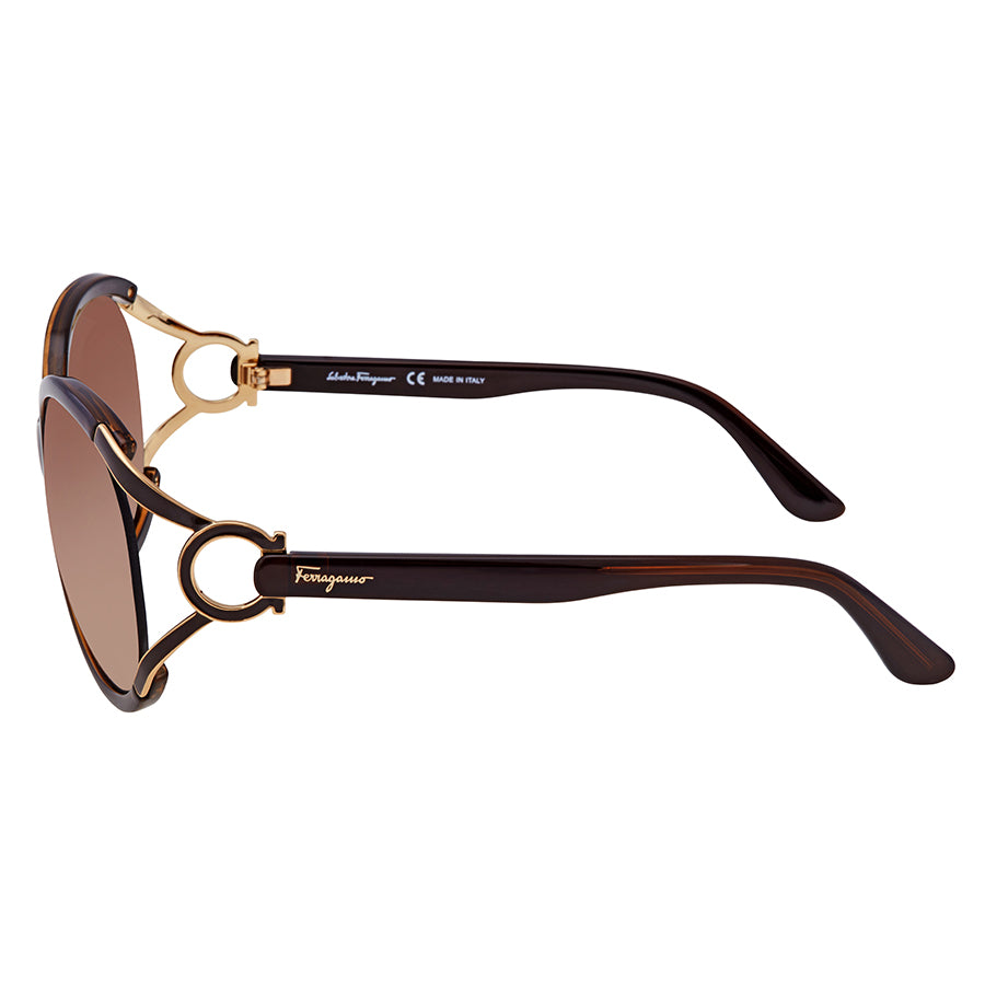 Ferragamo - Salvatore Brown Gradient Round Ladies Sunglasses, SF600S 220 61