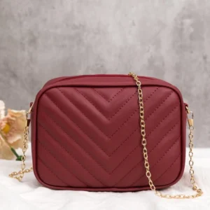 Shein - Mini Minimalist Chevron Square Chain Bag - Burgundy