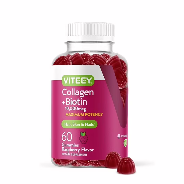 Viteey - Collagen Biotin 10,000mg (EXP-08/25) - Raspberry Flavor (60 Gummies)